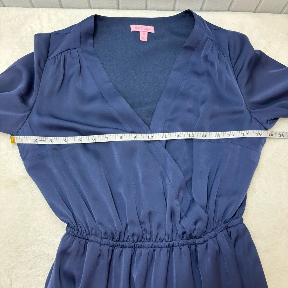 Lilly Pulitzer Deep Blue Long Sleeve Wrap Style Mini Dress Women’s‎ Size M